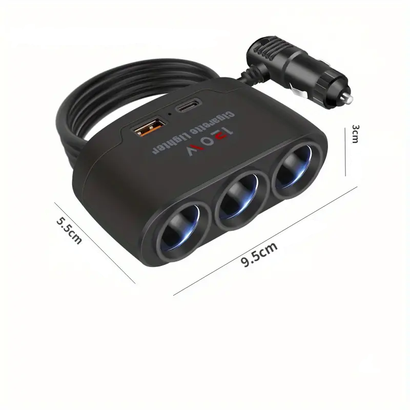 12V Cigarettænderstik Splitter Med USB