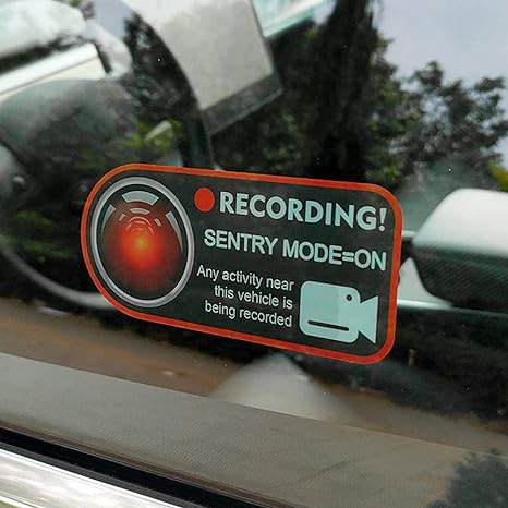 Tesla Model S/3/X/Y: Sentry Mode Advarsel Klistermærke (2 stk.)