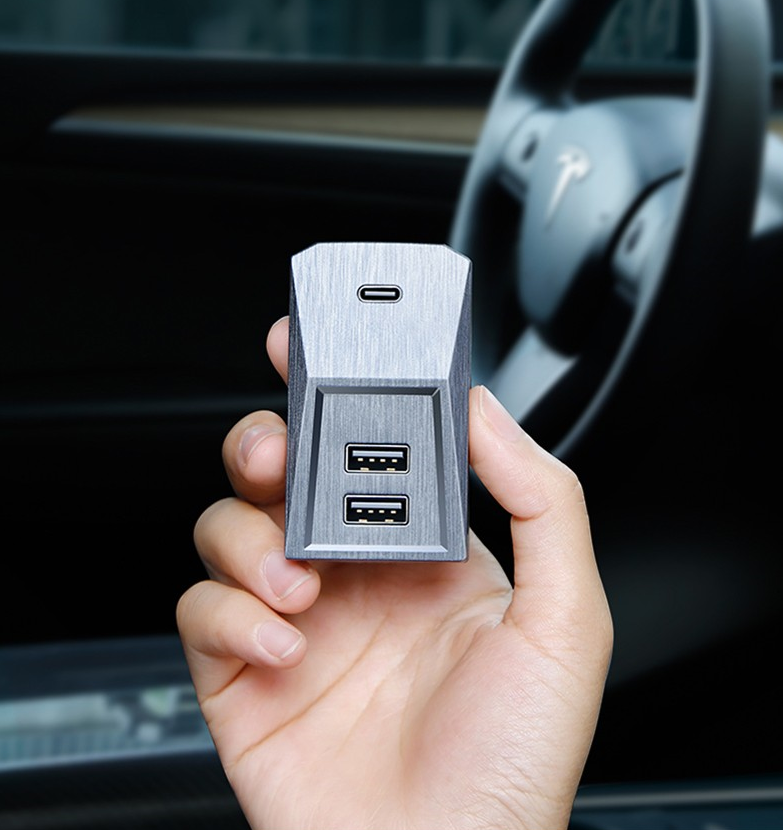 Tesla Model 3/Y 2021-2023: USB hub Til Handskerum (Cybertruck Look)