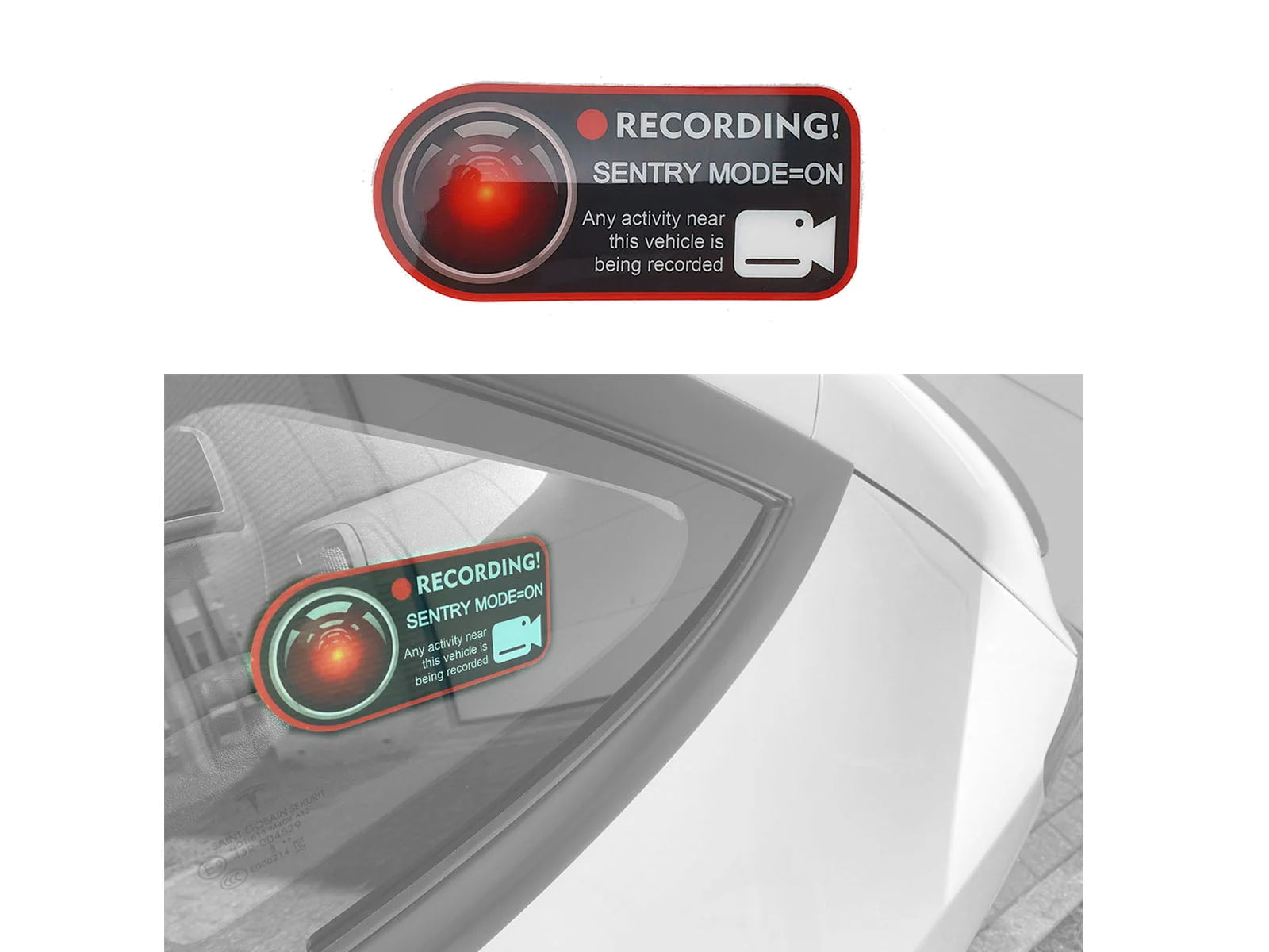 Tesla Model S/3/X/Y: Sentry Mode Advarsel Klistermærke (2 stk.)