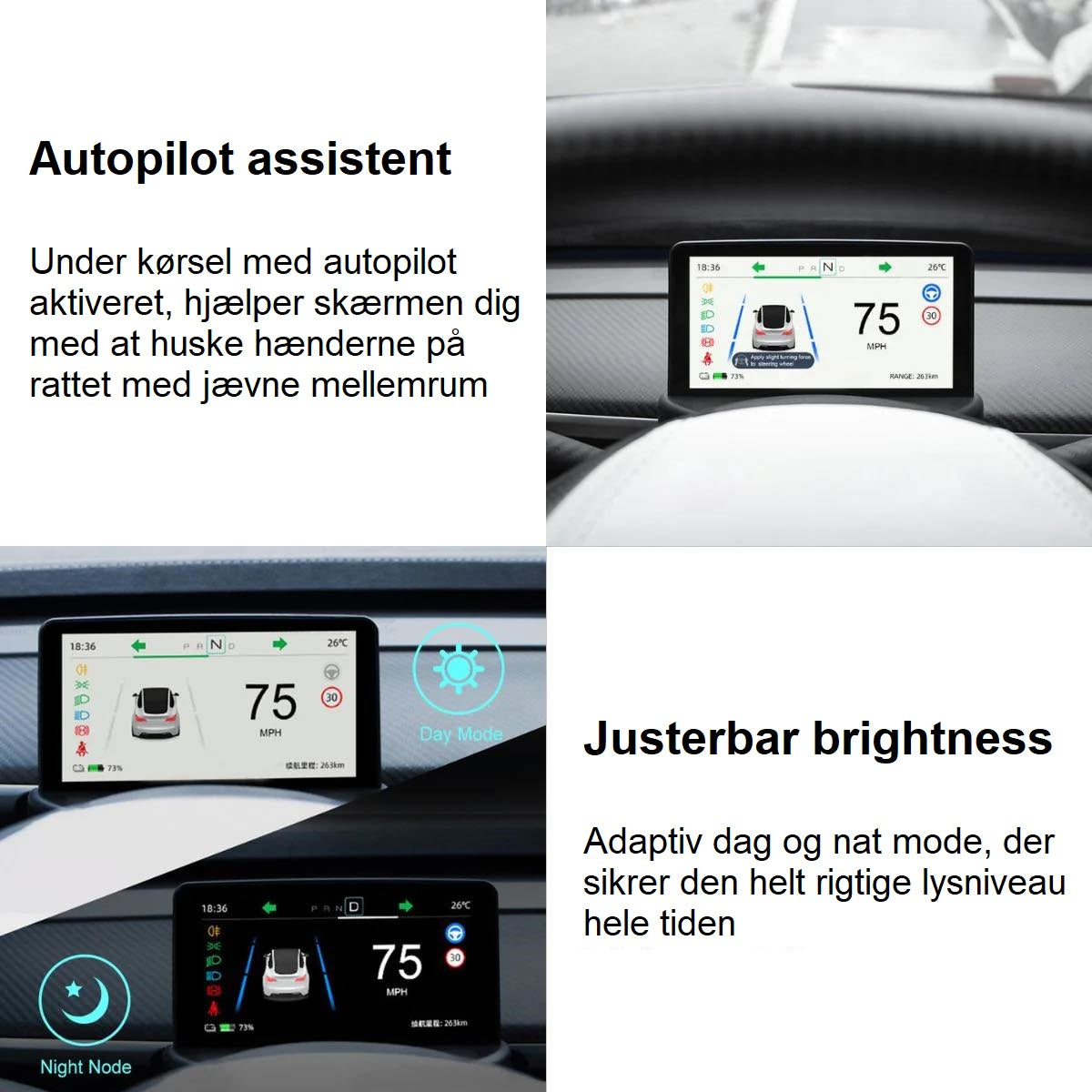 Tesla Model 3/Y: 5,2" DanTech Speedometer Inkl. Montering