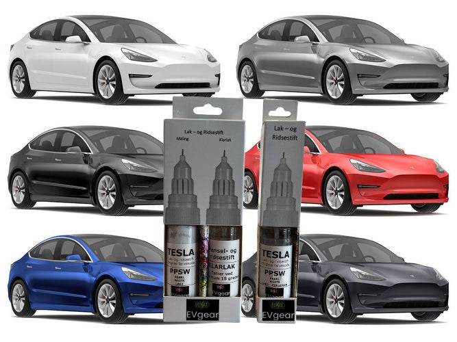 Tesla Model S/3/X/Y: Hvid (Pearl White PPSW) Lak og Ridsestift i Originalfarve