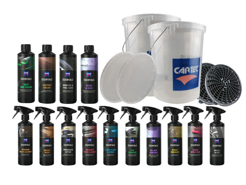 Tesla Model S/3/X/Y: Cartec Essentials Sæt inkl. 2x Vaskespand m. Gritguard og Låg