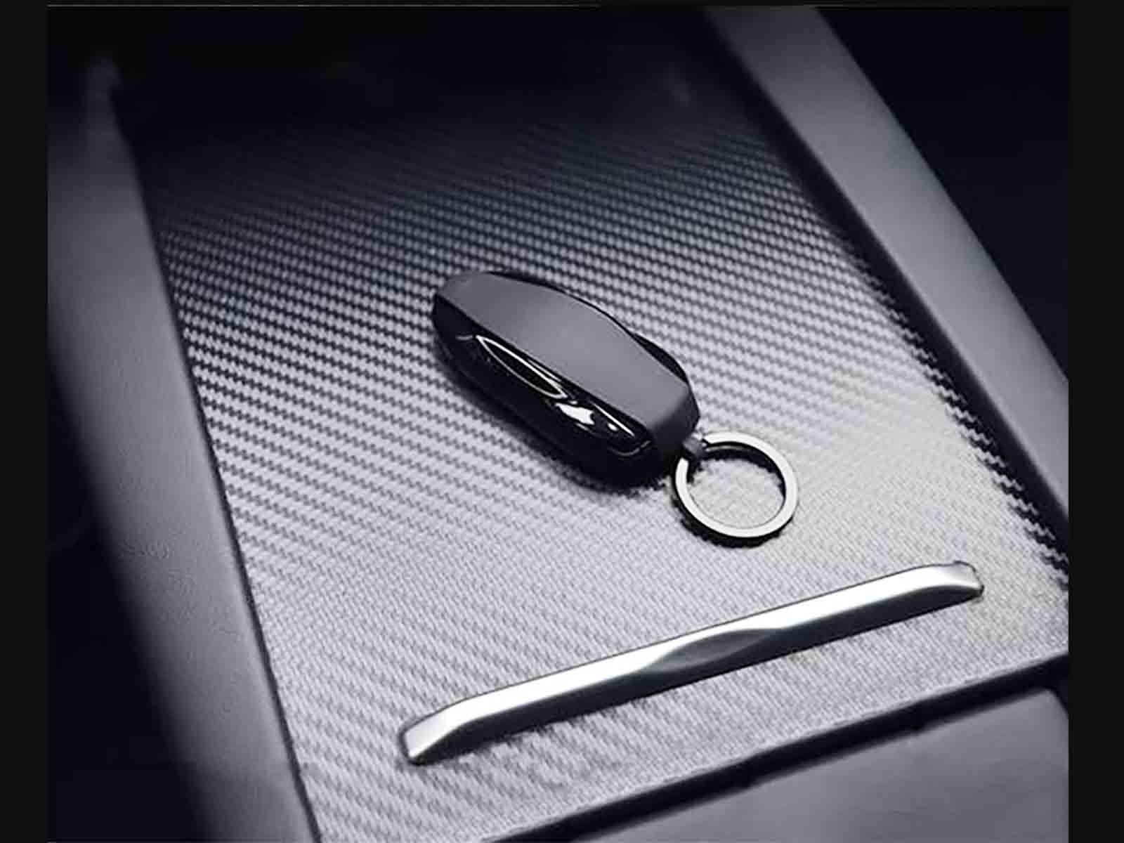 Tesla Model S: Beskyttelsesfilm til Midterkonsol - Carbon Look