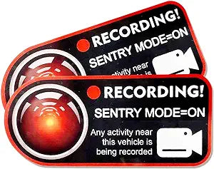 Tesla Model S/3/X/Y: Sentry Mode Advarsel Klistermærke (2 stk.)