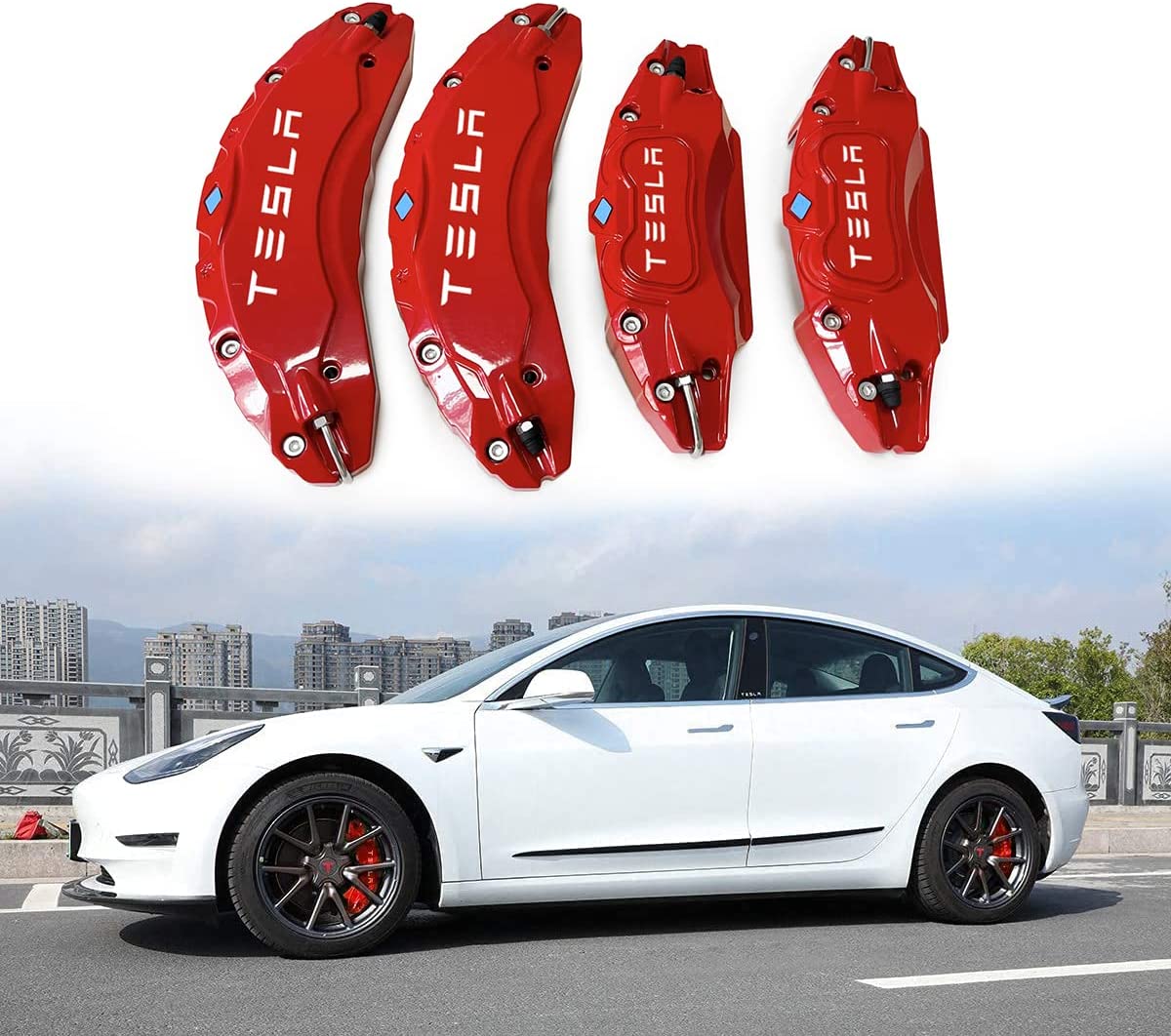 Tesla Model 3: Cover Til Bremsekalibre (Rød)