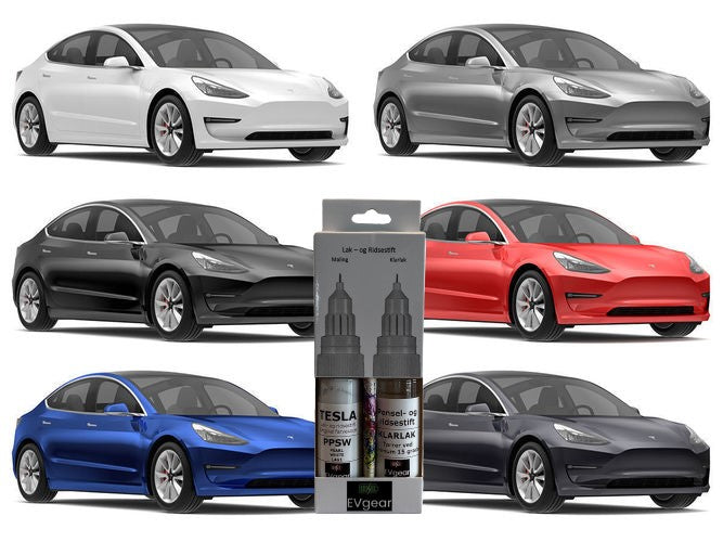 Tesla Model S/3/X/Y: Hvid (Pearl White PPSW) Lak og Ridsestift i Originalfarve