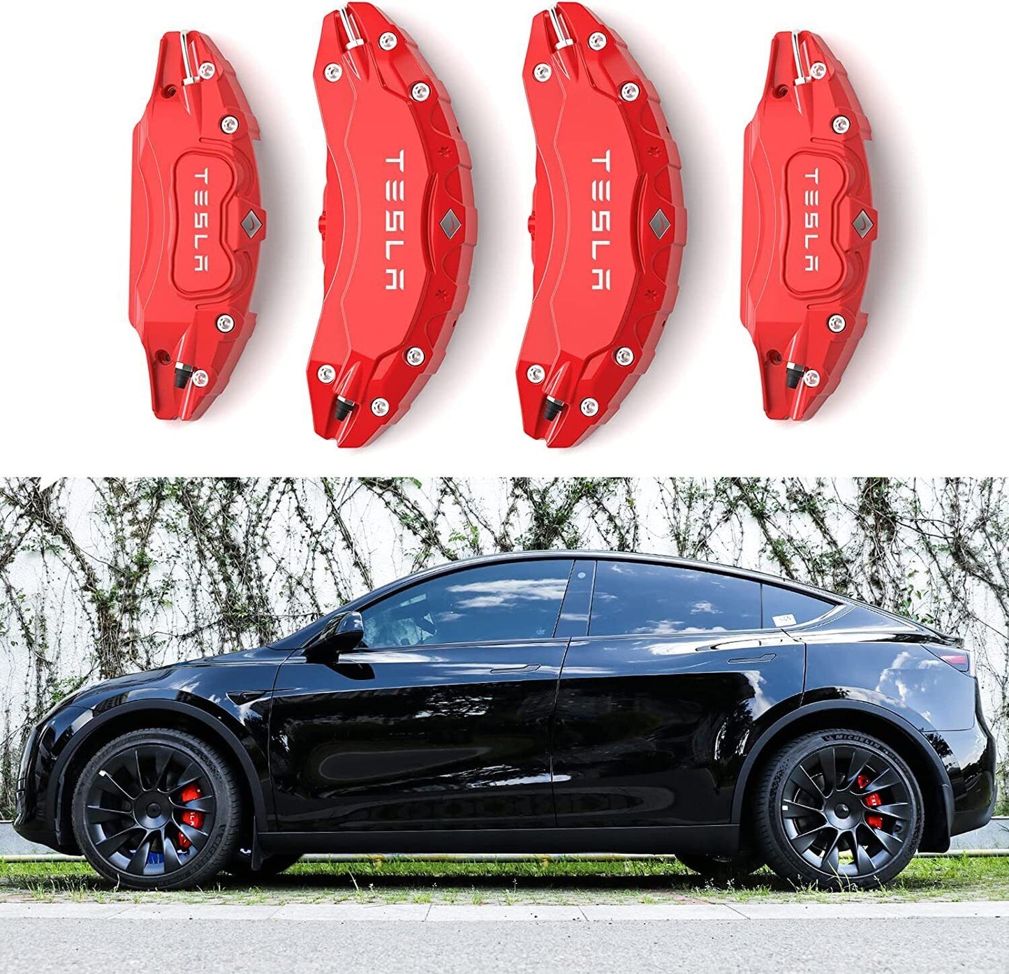 Tesla Model Y: Cover Til Bremsekalibre (Rød)
