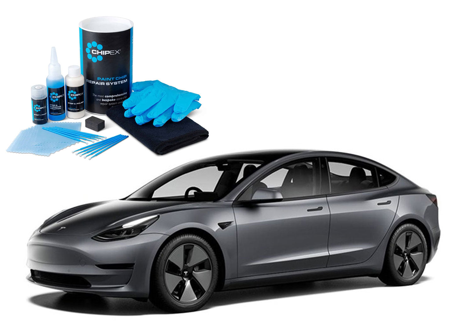 Tesla Model S/3/X/Y: Chipex Lak Reparations Sæt (Lakstift i Originalfarve) - Midnight Silver (PMNG)