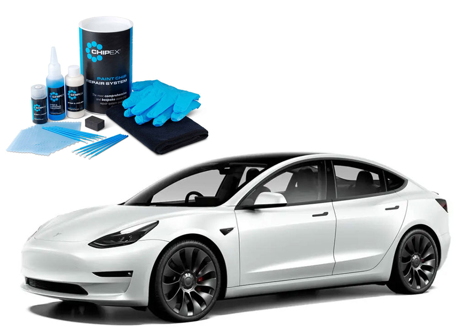 Tesla Model S/3/X/Y: Chipex Lak Reparations Sæt (Lakstift i Originalfarve) - Tesla Pearl White (PPSW)