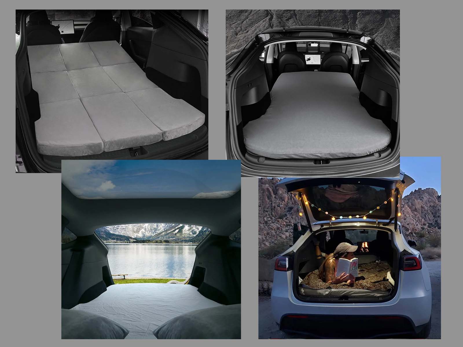 Tesla Model 3 und Y: Faltbare Campingmatratze Inkl. Laken und Tasche (aus Memory-Schaum)